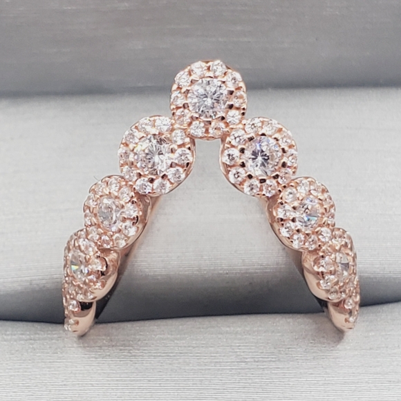 Rose Gold Chevron Halo Ring - Picture 1 of 8